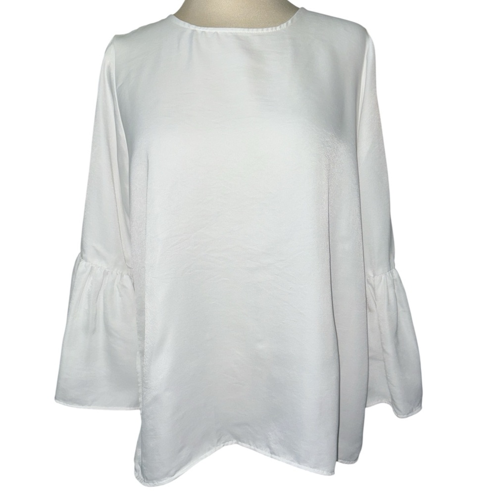Zara Basic blouse long sleeves w/bell round neckline keyhole in back size large